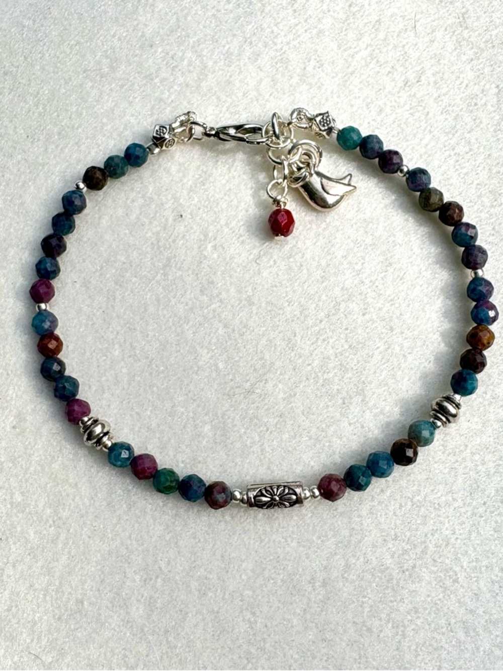 Multi-Color Faceted Beaded Bracelet with Silver Accents - Women Jewelry